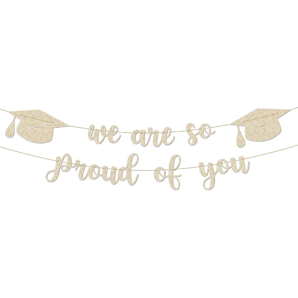 Graduation Party Decorations - 9 ft Pre-Strung We Are So Proud of You Banner, Graduation Party Decorations & Decor for Elementary, 5th Grade, 8th