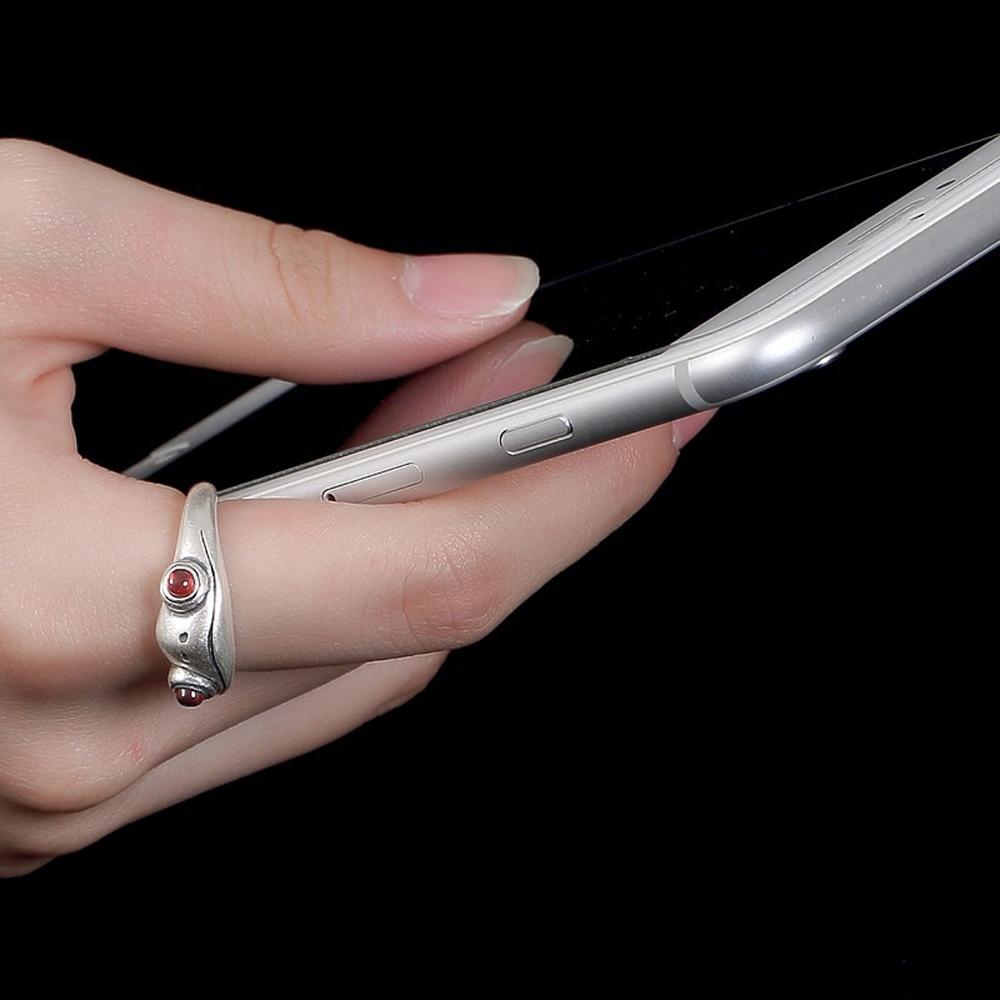 Bohemian for Women Artistic Design Vintage Opening Ring Resizable Frog Finger Ring Silver Color