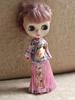 Костюм Blythe Китайское платье Розовое с вышивкой и бусинами [Dolly Para] OB24/Azone/Licca-chan