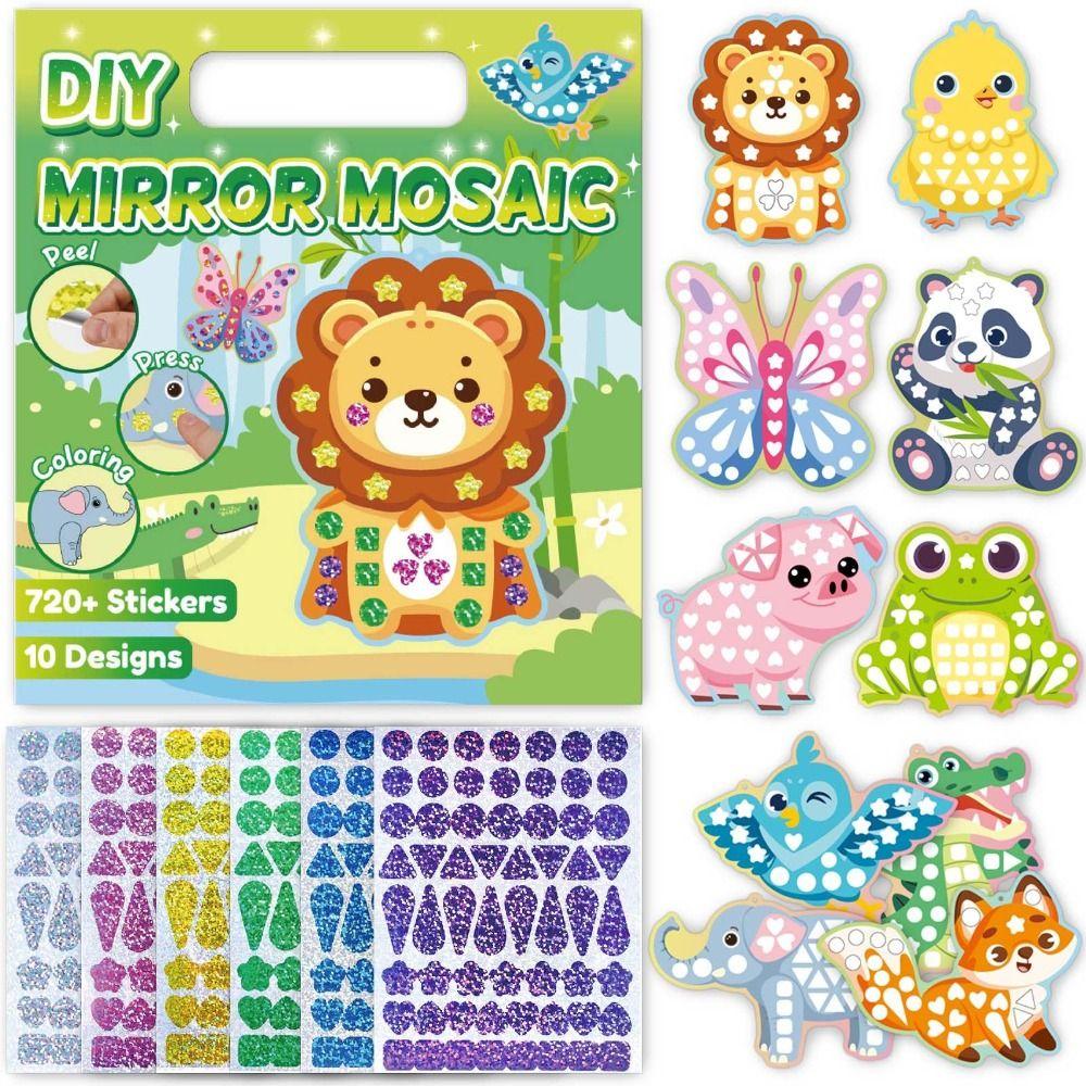 Dinosaur Animals DIY Mosaic Stickers Halloween Christmas Boys Girls Travel Children Art Craft Kit Foil Stickers Art Set