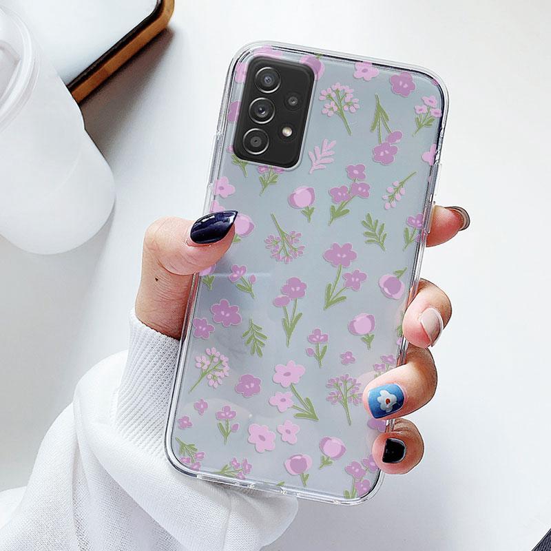 Чехол для телефона Samsung A52s A52 Цветочный силиконовый чехол для Samsung Galaxy A52 Fundas Coque Прозрачный мягкий Capas Цветочный TPU