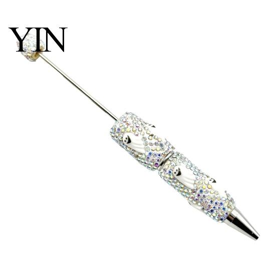 Festive Gel Ink Pen Rhinestone Beadable Pen, Glitter Plastic Beaded Halloween Pumpkin Ghost Skull Funny for DIY Craft Making, School Office