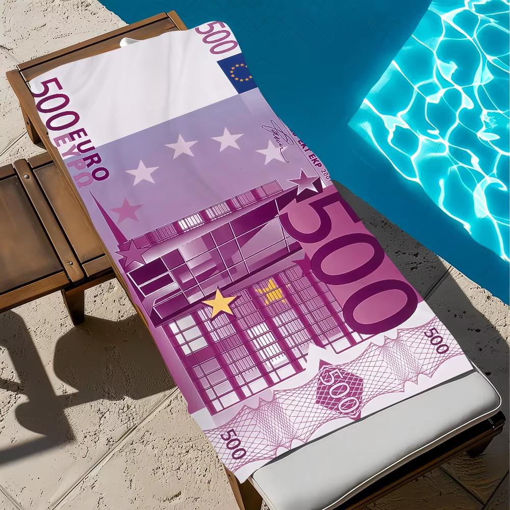 Пляжное полотенце с банкнотой Евро 500, Современное, Быстросохнущее, Мягкое, Впитывающее, для Путешествий, Тренажерного зала, Спа, Душа, Кемпинга, Бассейна, Подарок на Отпуск