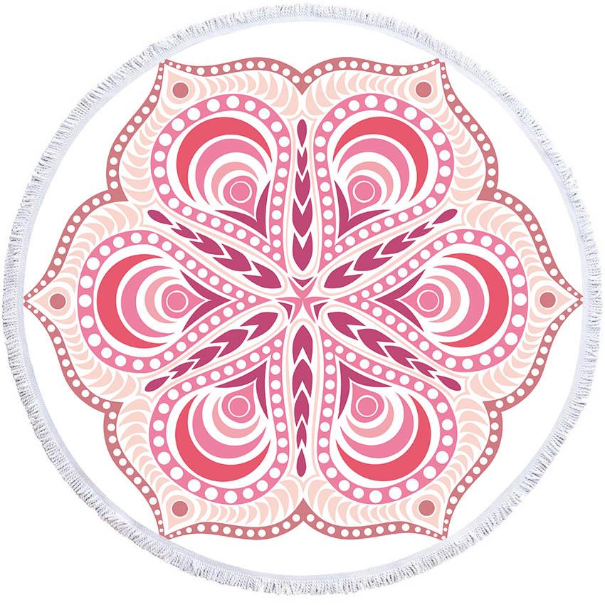 Круглое пляжное полотенце с геометрическим узором «Мандала» с кисточками из микрофибры «Богемия», банное полотенце для душа для взрослых, коврик для пикника и йоги, одеяло, накидка