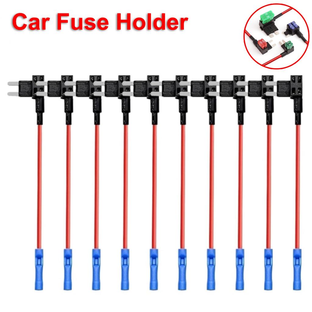 10PCS 12V MINI SMALL MEDIUM Size Car Fuse Holder Add-a-circuit TAP Adapter Micro Mini Standard ATM Blade Fuse for Cars Vans Fuse Holders1