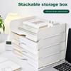 4Pcs 4-Tier Paper Organizer Stackable Desk Organizer Paper Tray Smooth Edge Transparent Workspace Organizers