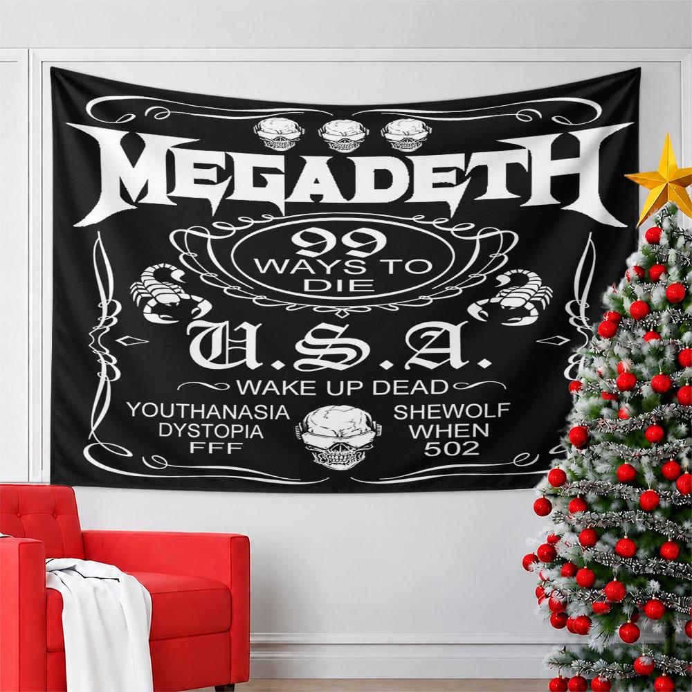 Megadeth Skull Art with Scorpions Pattern Wall Hanging Tapestry Decorative Tapestry Home Decor for Bedroom and Living Room