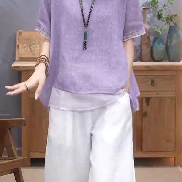 Женские винтажные широкие брюки, повседневные лоскутные блузки, брюки, комплекты из 2 предметов, свободный костюм, большой размер