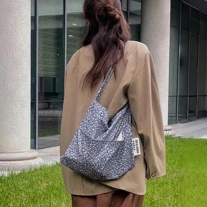 Rabbit eco bag_Petit flower Smoke blue