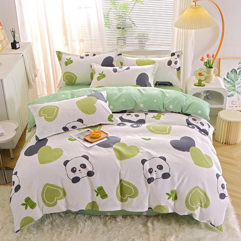 Постельный комплект из полосатого матового хлопка для осени/зимы – Утолщенный пододеяльник и простыня