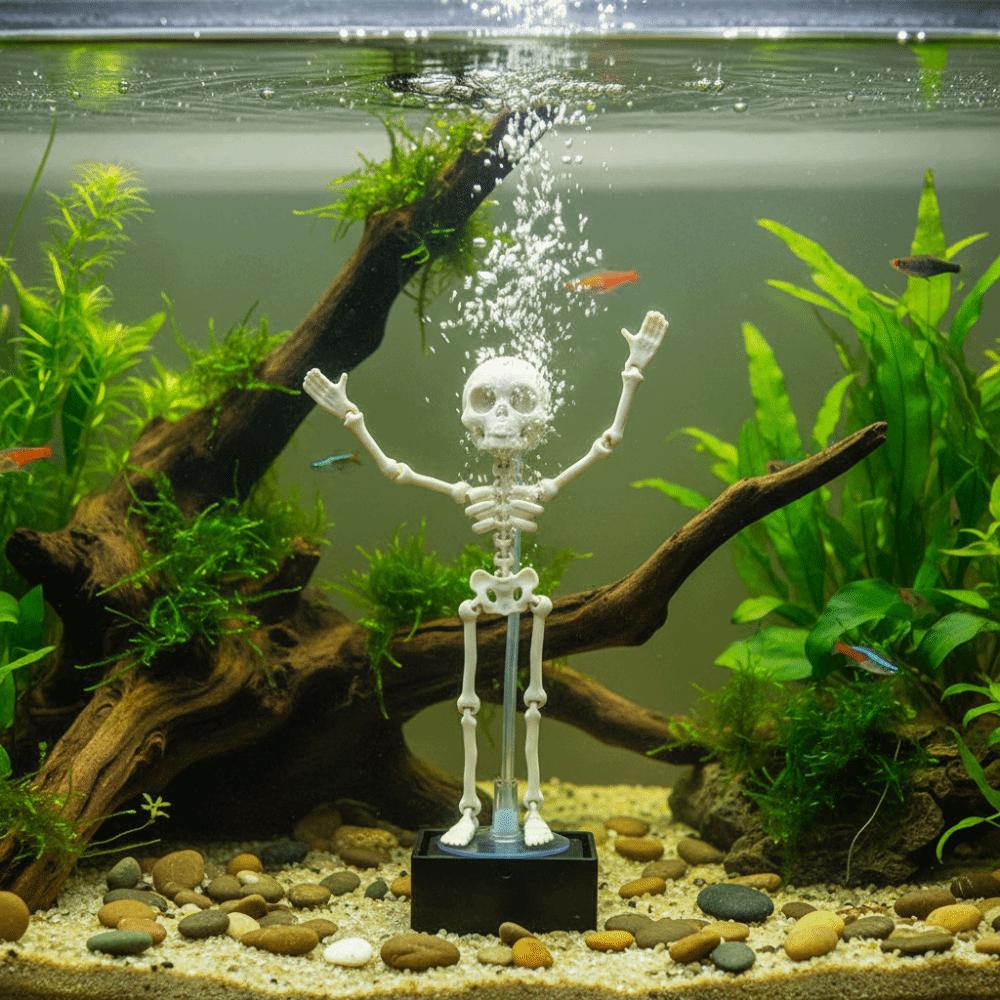 Glow Dark Aquarium Ornament Movable Joints Dancing Bone Luminous Skeleton Home Decor