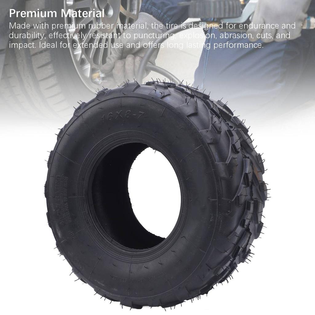 16x8 7 Шина для квадроцикла 7 дюймов Резиновая Нескользящая Улучшенное сцепление Устойчивая к проколам Запасная шина для квадроцикла Внедорожного Карта
