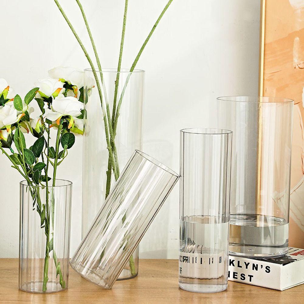Прозрачная ваза для цветов в полоску, небьющийся гидропонный цветочный горшок для дома