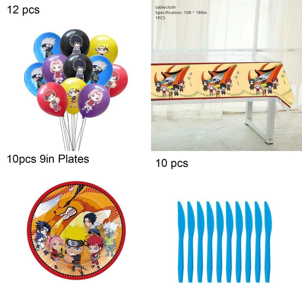 Наруто Ниндзя Декор для дня рождения, включая красочные шары и тарелки