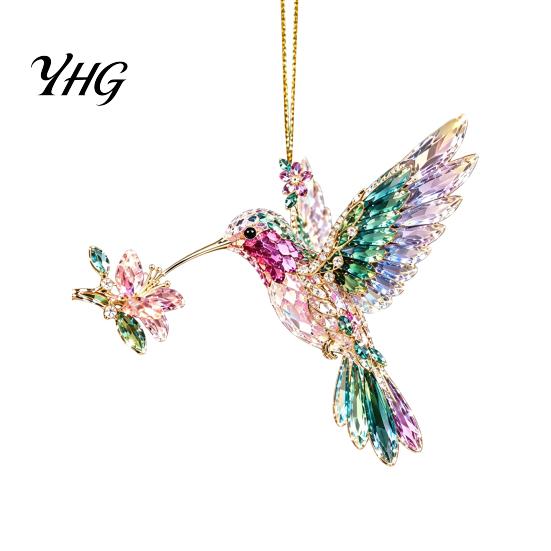 Christmas Tree Decoration Faux Crystal Animal Ornament, Acrylic Flat Print Hanging Decor Winter Holiday for Tree, Butterfly/Peacock/Bird/Swan Pendant,