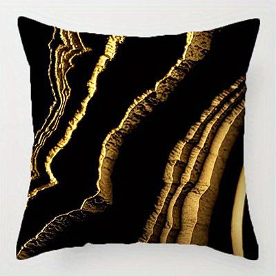 Short Plush Material Pillowcasehome Decor Black & Gold Geometric Pattern Pillow Covers Pattern Cushion Cover Suitable For Sofa B