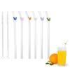 8pcs/set Butterfly Clear Glass Straws - Reusable, and Dishwasher Safe - Includes 2 Cleaning Brushes