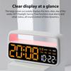 Mood Light Alarm Clock Large LED Table Clock with Handle Brightness Adjustment Time Date Week Display Desktop Clock Home Decor