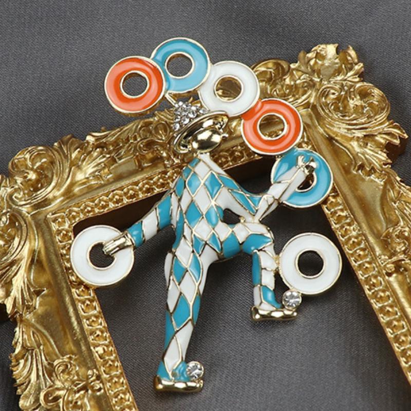 Blucome Alloy Enamel Pins Vintage Circus Clown Replica Brooch for Woman Man Suit Scarf Christmas Gifts