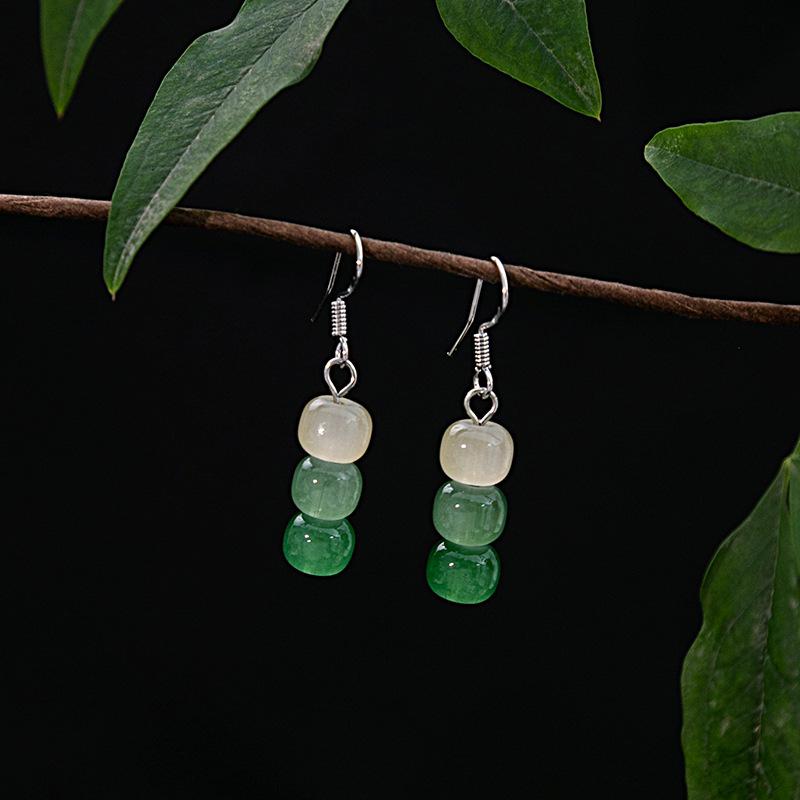 Серьги в винтажном стиле для женщин с серьгами-каплями из имитации натурального нефрита и нежным характером