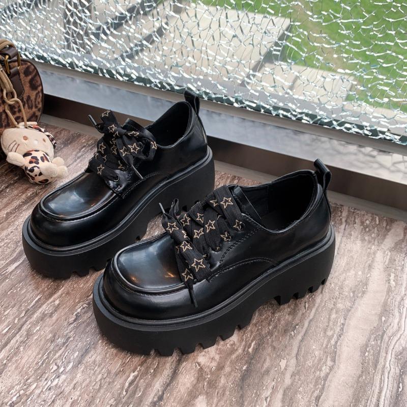 Женские туфли на толстом каблуке Весна Новые с круглым носком Глубокий вырез Передний ремешок Толстая подошва Противоскользящие Износостойкие Туфли с низким верхом