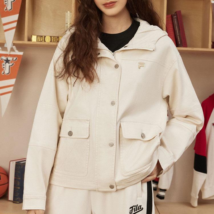 Fila Fusion Женская куртка с капюшоном и молнией, для активного отдыха и работы, цвет теплый бежевый T11W413703F-BG