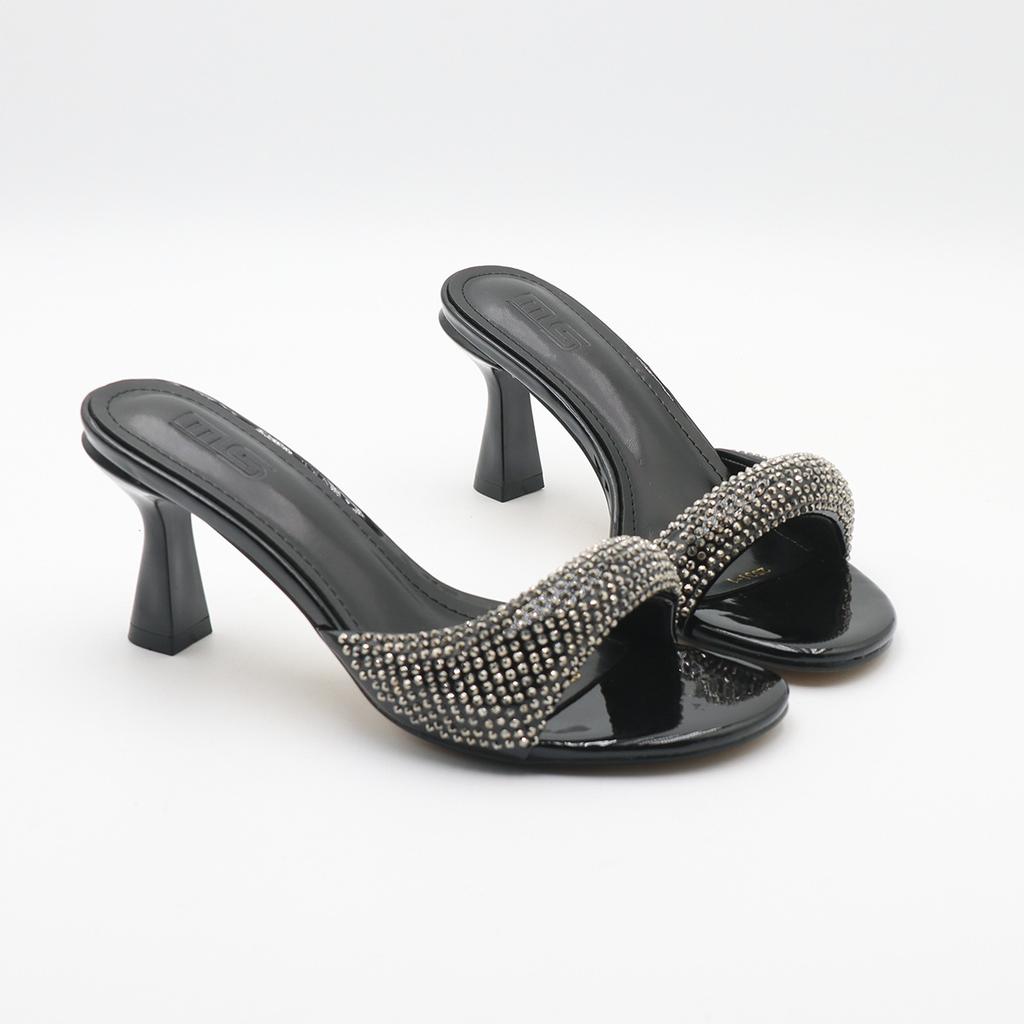 Дизайнерские Шлепанцы Стразы Высокий Каблук Шлепанцы Летние Открытый Носок Мюли Шлепанцы для Женщин Сексуальные Сандалии на Шпильке с Ремешком на Пятке