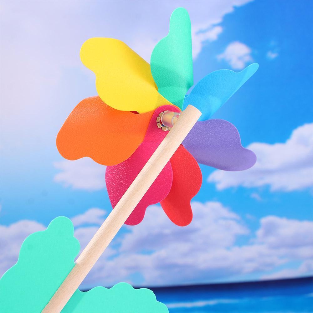 DIY Wood Stick Yard Ornaments Wind Spinner Garden Decor Windmill Kids Toy