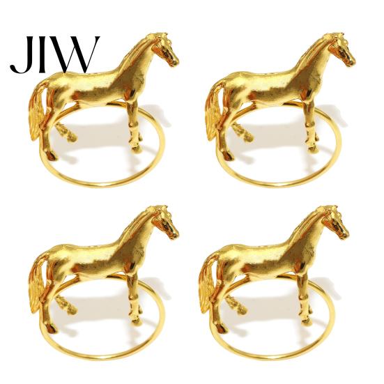 Silver Horse Napkin Ring Standing Metal Shaped Rings Gold Western Equestrian Buckle for Christmas Thanksgiving Banquet Party Table Decoration Reusable