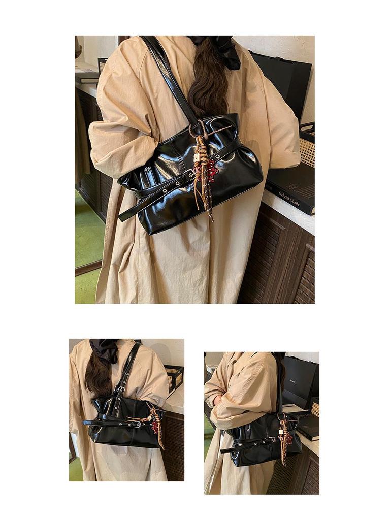 Кожаная сумка-тоут в корейском стиле класса люкс: Женская сумка подмышку большой вместимости