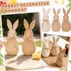 Фигурки пасхального кролика из искусственной лозы, Пластиковые статуэтки с эффектом ротанга и синими бантами, Сельский пасхальный centerpiece для стола и полки, Пасхальный декор