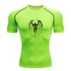 Men's Compression Fitness Sports T-Shirt, Horror Scary Skeleton Bat Pattern Quick Dry Breathable Active Shirt for Workout Running Gym Training