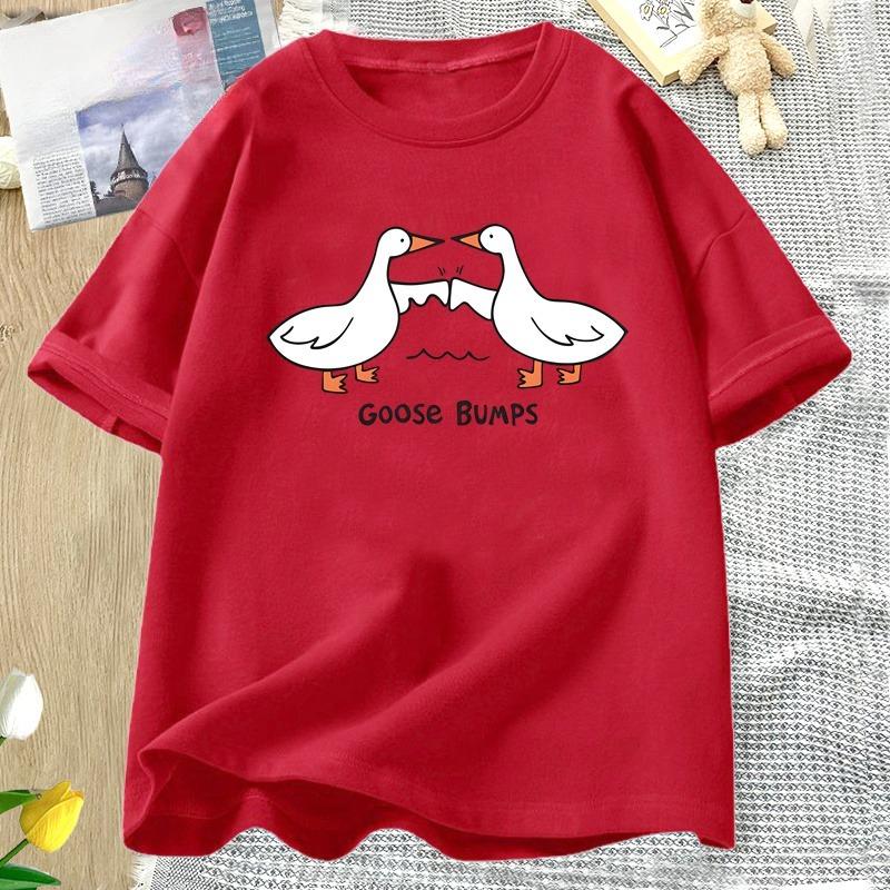 Silly Goose Bumps T Shirt for WOMEN Unisex Funny Cotton Printed Tshirt Summer Short Sleeve Loose Oversized Tees Unisex Streetwear