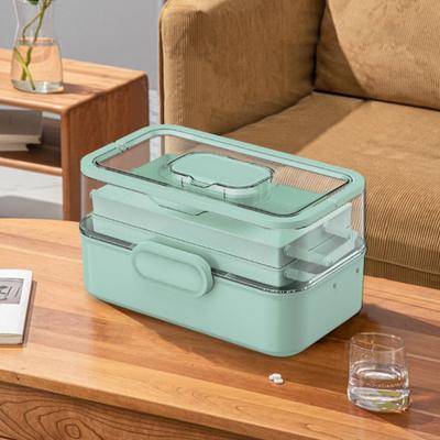 Органайзер для лекарств с ручкой, 3-слойный дизайн, большая вместимость, прозрачная крышка, портативный контейнер для хранения лекарств, таблетница