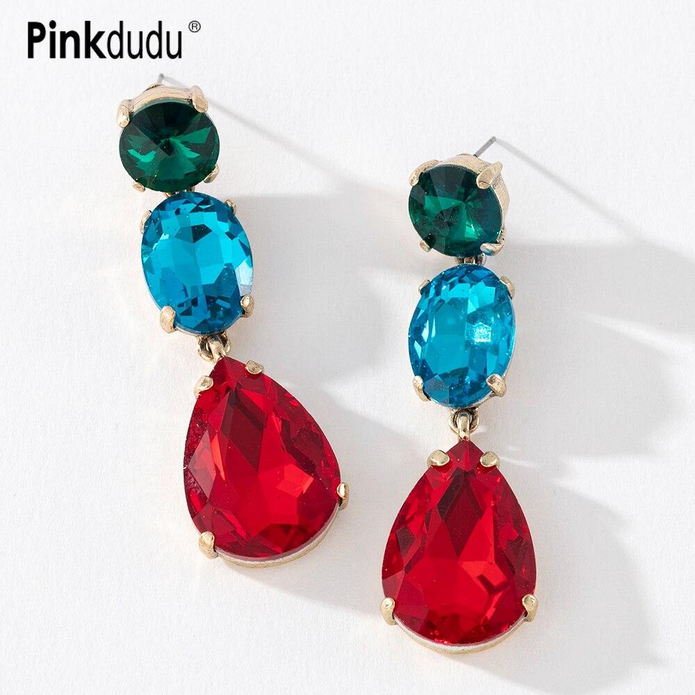 Pinkdudu Модные 6 цветов длинные серьги-капли в стиле бохо вечерние женские красочные стеклянные большие висячие серьги для женщин ювелирные изделия PD705