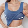 Nylon Spandex Solid Color Design Ladies Tank Top With Builtin Bra For Summer Casual Wear