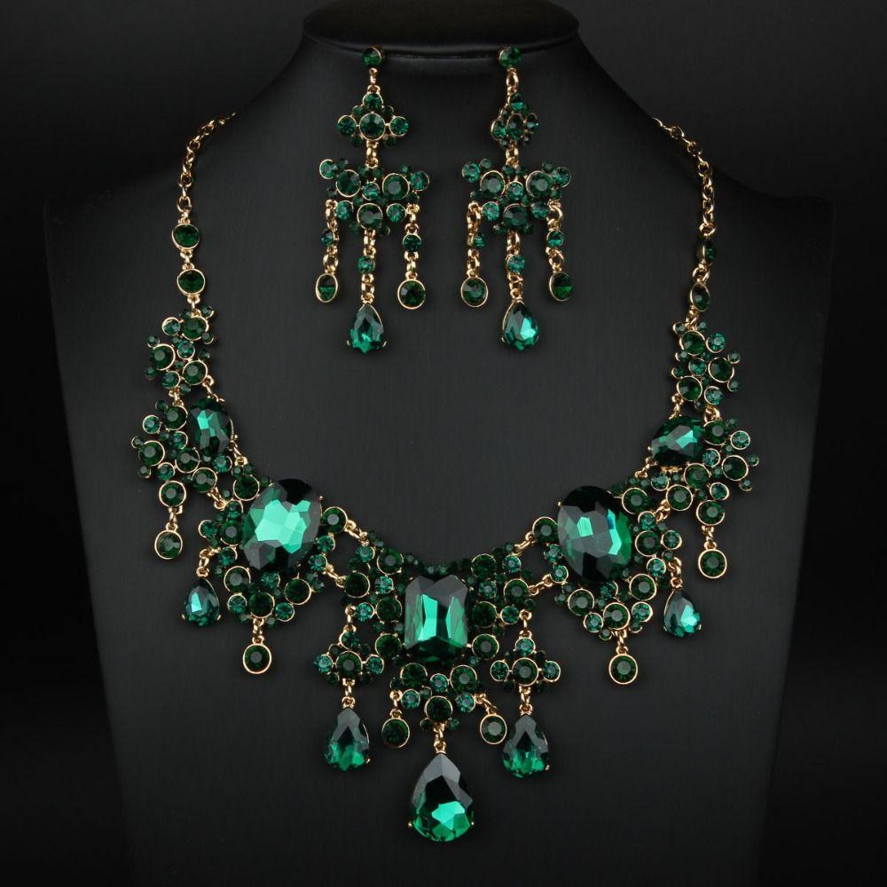 Elegant Rhinestone Jewelry Set Shiny Waterdrop Pendant Necklace Outfit Accessory