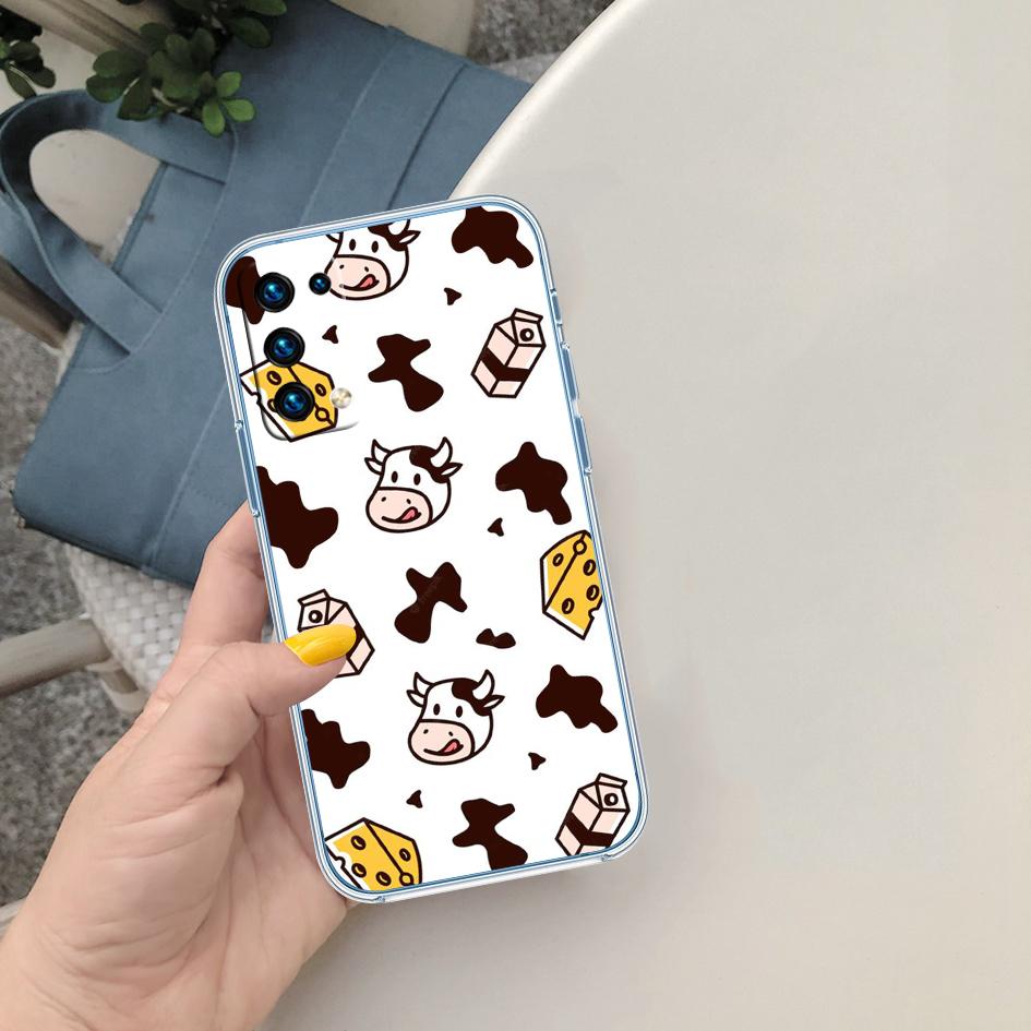 FM14 Cartoon Cow Soft Shell Transparent Phone Case for Motorola Moto G7 G8 G9 G84 G85 G73 G24 G15 Z2 Play Power Plus