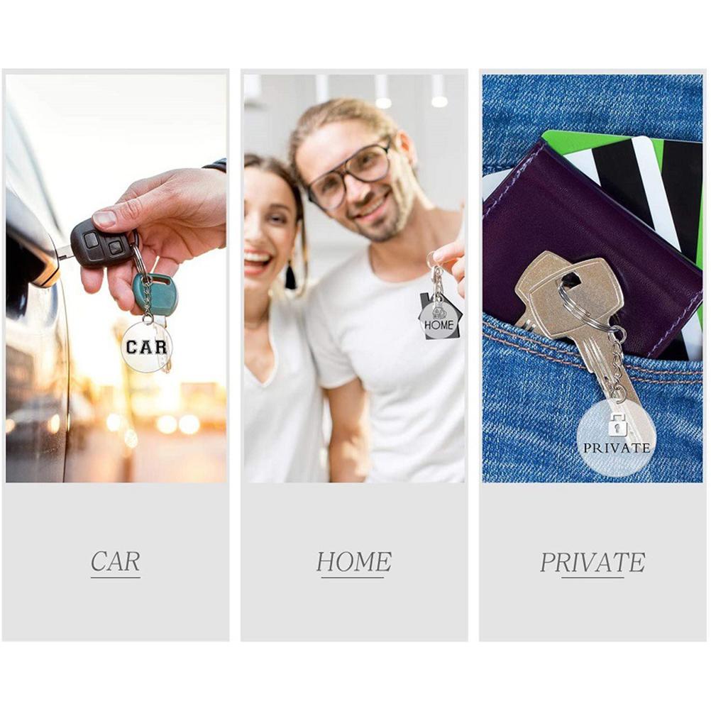 Набор из 100 прозрачных пустых брелоков для сублимации, включая акриловые заготовки, кольца для ключей и маленькие кольца