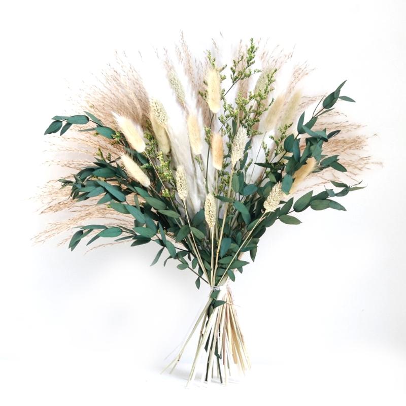 Handmade Dried Flower with Phragmites Communis and Rabbit Tail for Farmhouses Style Arrangement and Stable Gift