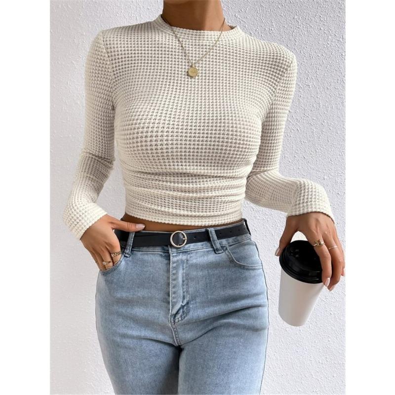 Универсальная женская футболка в клетку с длинными рукавами Slim Fit