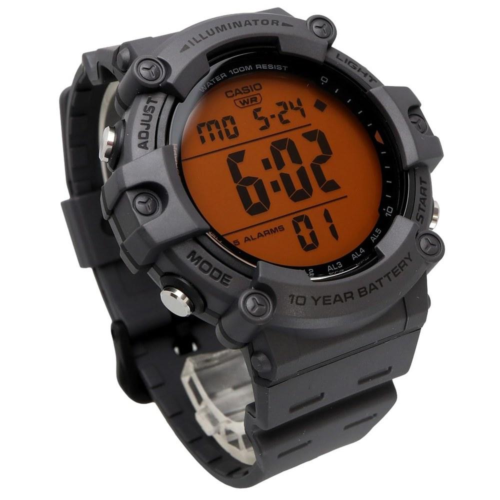 Casio Стандартные цифровые наручные часы AE-1500WHC-8AV Мужские Темно-серый Оранжевый ЖК-дисплей