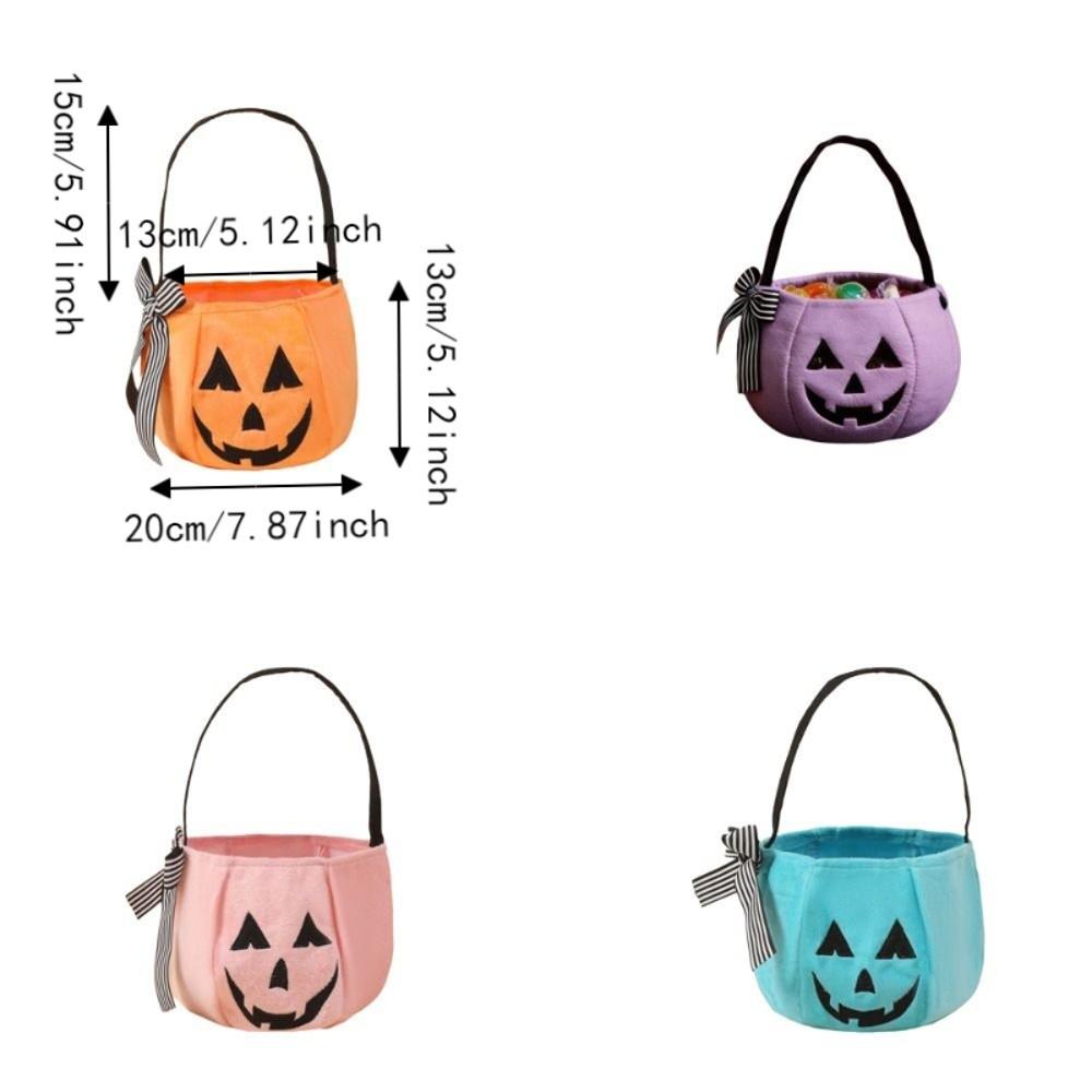 Gift Basket Portable Pumpkin Bucket Sugar Bag Lace Bow Eco Friendly Bow Candy Bag Cartoon Trick Or Treat Bags Halloween Party
