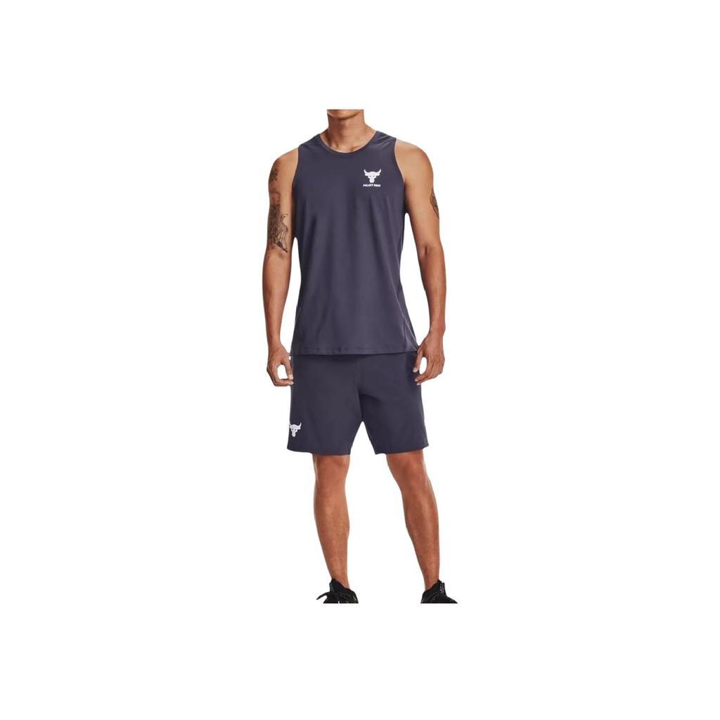 Under Armour Project Rock Turfgear Armorprint Letter Print Round Neck Fitted Sleeveless Vest Men Vests Gray 1373804-558