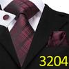 Hi-Tie Plaids&Checks Necktie Handkerchief Cufflinks Set Tartan Necktie for Business Party