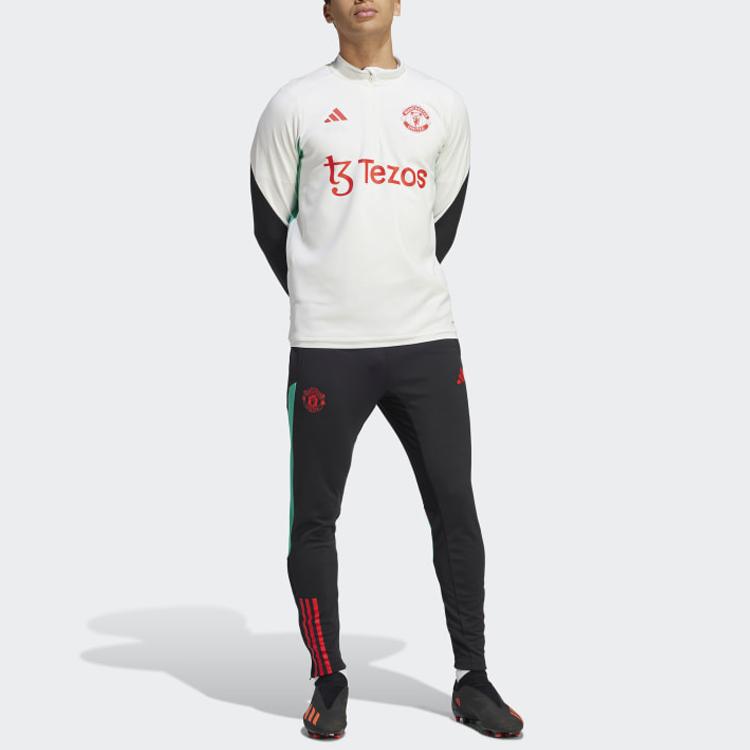 Adidas Тренировочный топ Manchester United Tiro 23 с трехполосным цветным принтом и воротником-стойкой, мужские топы белого цвета IA7292