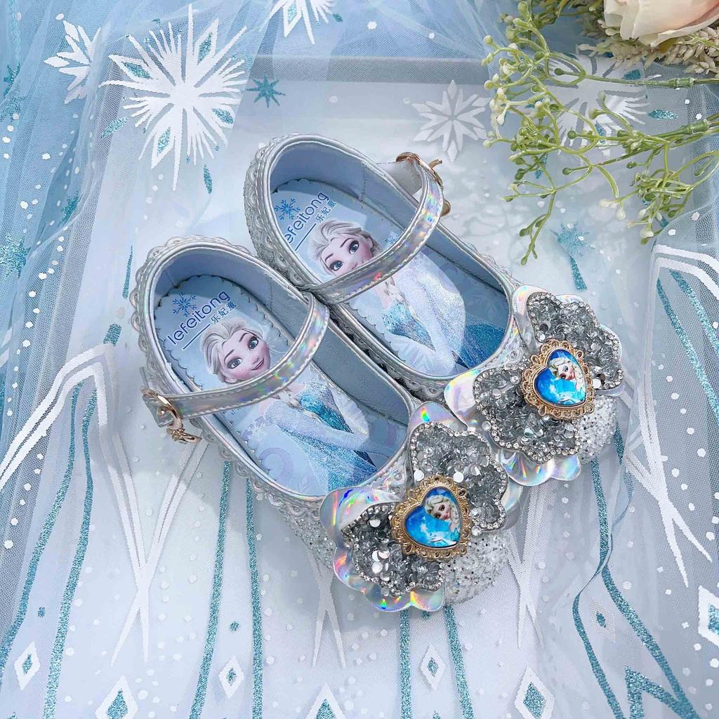 Elsa Princess Shoes Children's Crystal Shoes Spring and Autumn New Girls' High Heels Little Girls' Pink Single Shoes for Older Children