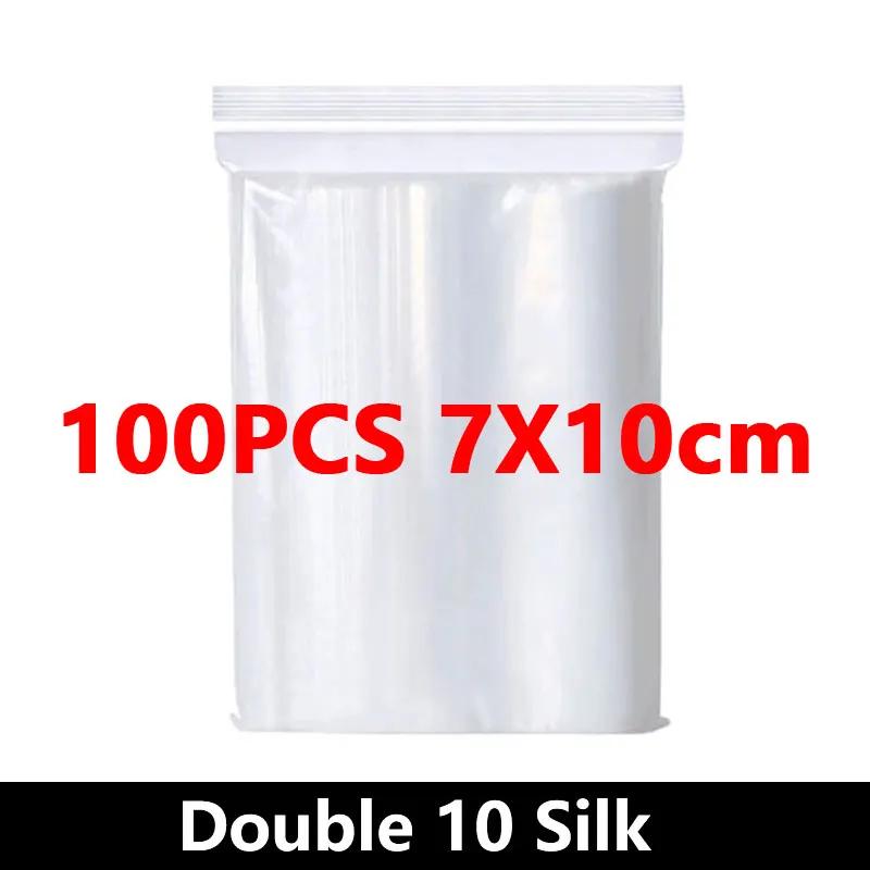 100 шт. утолщенные герметичные пакеты с застежкой-молнией, прозрачные пластиковые пакеты для хранения небольших ювелирных изделий, пищевая упаковка, многоразовые герметичные пакеты с застежкой-молнией