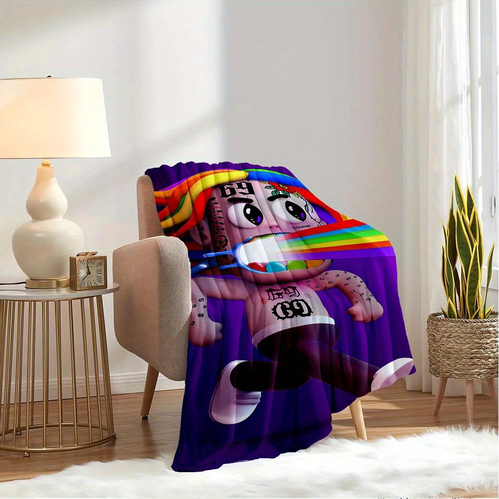 1pc 6ix9ine Tattle Tales Digital Print Flannel Blanket - Contemporary Style, Suitable for All Seasons, Perfect for Home, Travel, or Camping