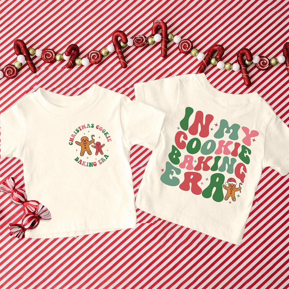 In My Cookie Baking Era Print Kids Christmas Shirt Boys Gilrs Holiday Outfit Child Retro T-shirt Xmas Party Children Clothes Tee
